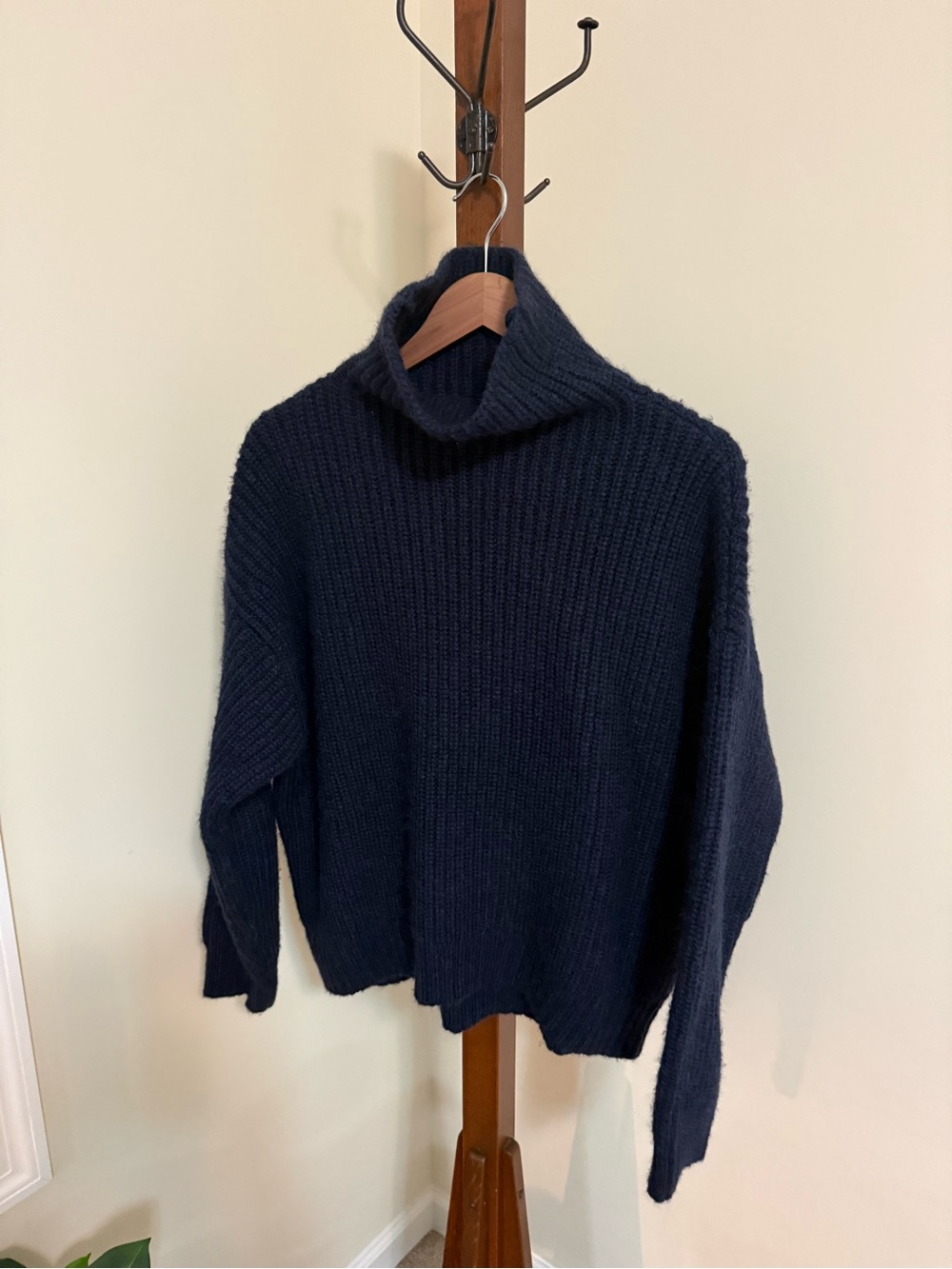 Anine Bing Navy Ribbed Turtleneck Sweater